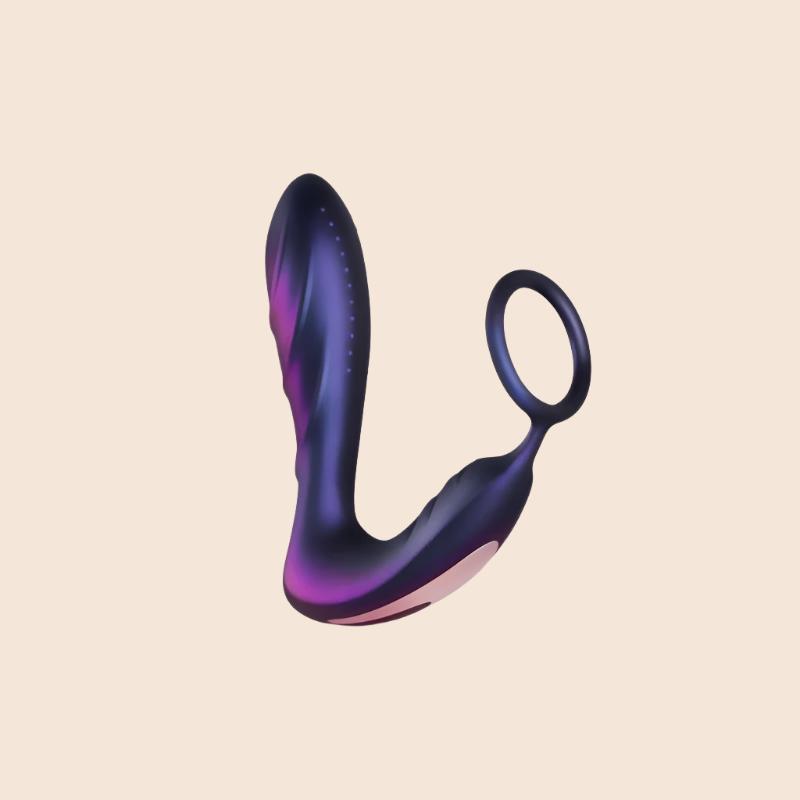 Black Hole Butt Plug with Penis Testicles Ring with Remote Control USB